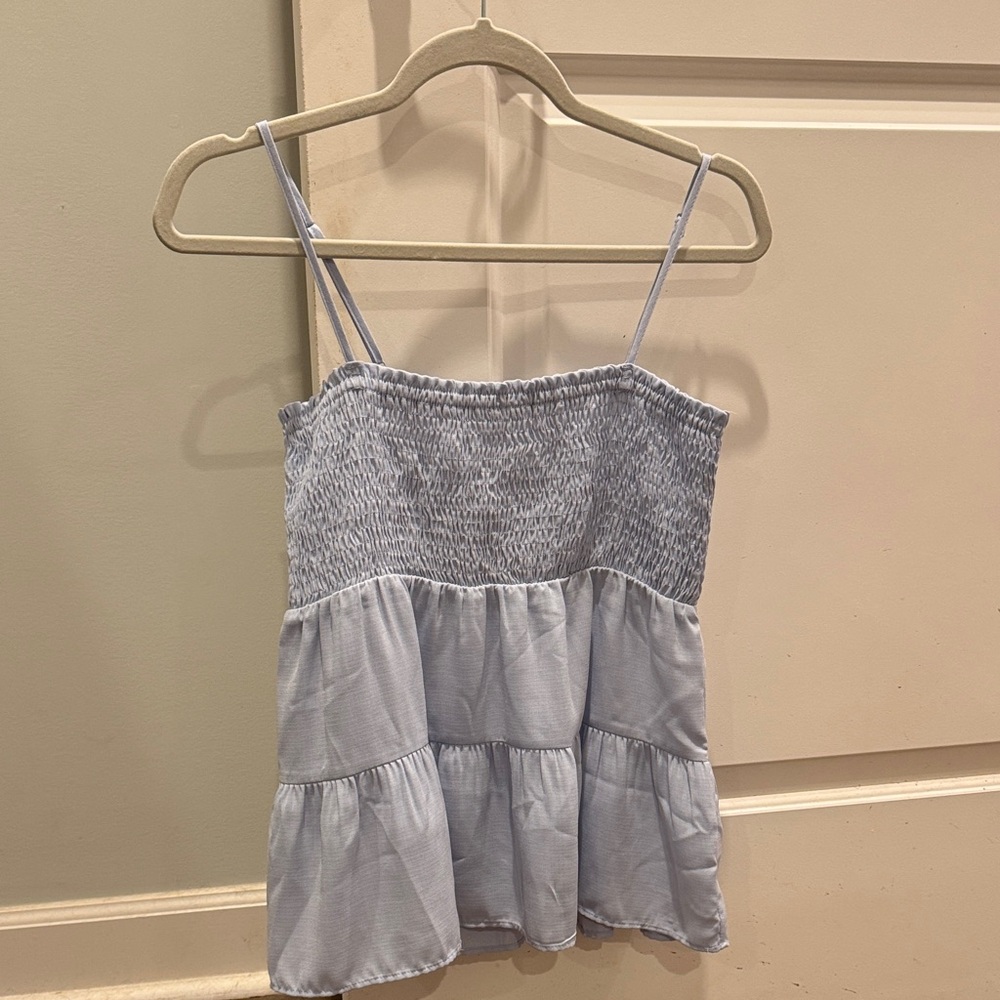 Paper Crane Light Blue Smocked Blouse. New W/O tags!